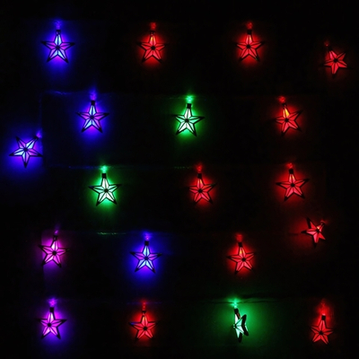 Гирлянда для дома 4м 28 ламп LED с насадками ЗОЛОТАЯ ЗВЕЗДА, прозрач.пров., авторежим.,IP-20 RG/RB (возможность соединения)