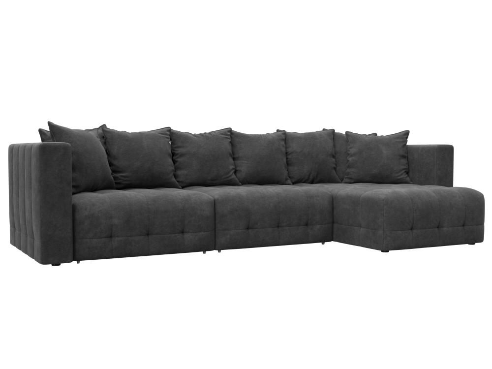 Диван угловой Лига-052 НПБ Лонг угол универсальный, BRUT 16 ВЕЛЮР темно-серый