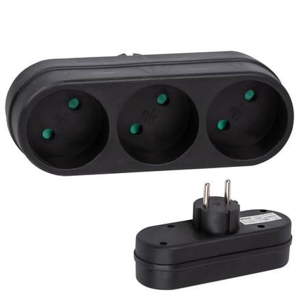 S-ES3-16O BLACK Разветвитель сетевой. б-з. 3 гнезда. 16А. 3500Вт. Черный. ТМ Uniel