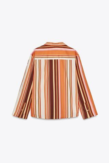 ZARA РУБАШКА В ПОЛОСКУ В ПИЖАМНОМ СТИЛЕ — ZW COLLECTION, РАЗНОЦВЕТНЫЙ