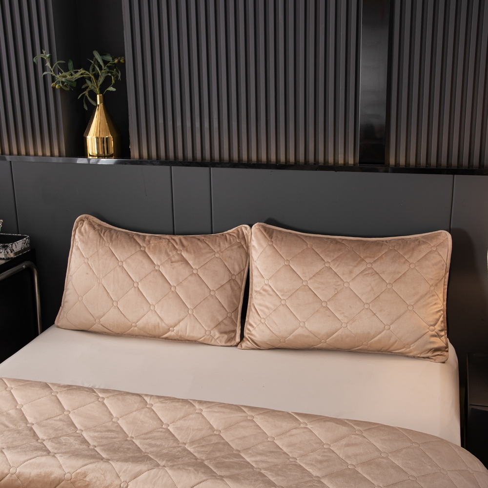 Велюровое покрывало ромб OVF040, размер 240*260, наволочки 50-70 2 шт