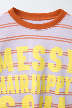ZARA ФУТБОЛКА В ПОЛОСКУ С НАДПИСЬЮ, ОРАНЖЕВЫЙ