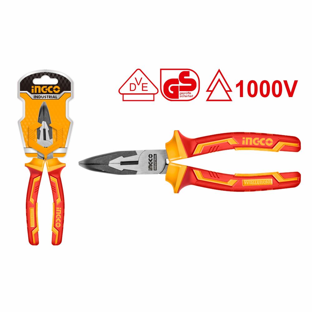 Длинногубцы диэлектрические изогнутые 200 мм INGCO HIBNP28208 INDUSTRIAL