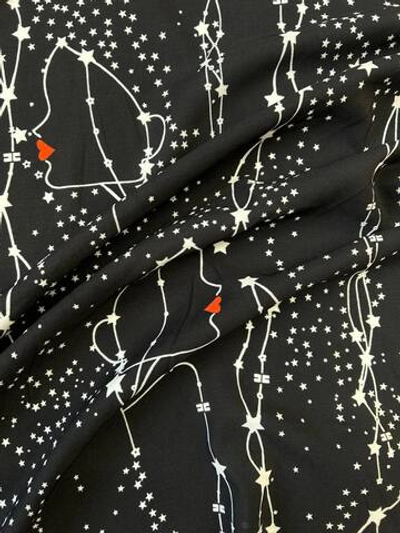 Вискоза с эластаном Elisabetta Franchi черная со звездами и девушкой
