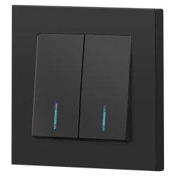 Выключатель Intro Accent 6-105-05 двойной с подсветкой, 10А-250В, IP20, СУ, AL/CU, антрацит