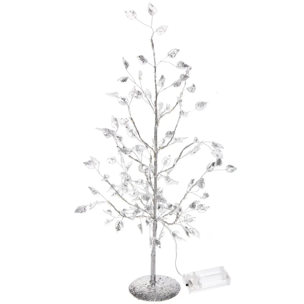 Дерево декоративное «Зимнее чудо» 50 cм, (с подсветкой на батарейках 2хАА), Серебро
