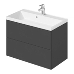 Комплект тумба ICON 80 (800х451х588) подвесная с раковиной CLARISSA 80 Графит