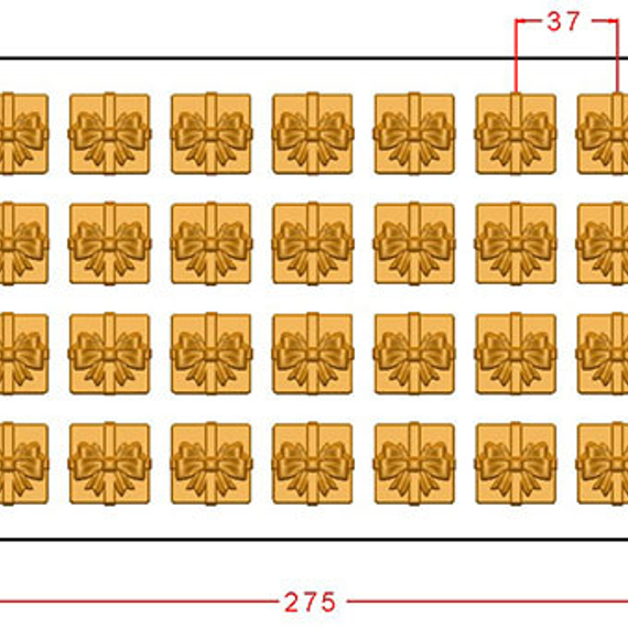 888 | Форма для шоколадных Плиток &quot;Крышка подарка&quot; (275х175 мм)