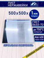 Лист нержавеющий 500х500х1 мм.