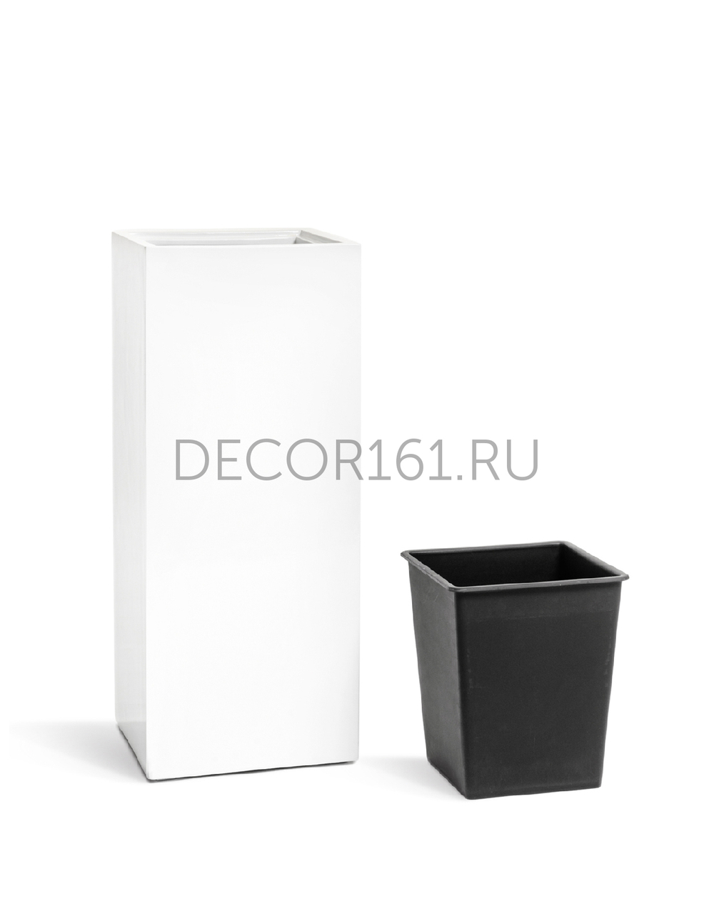 Кашпо TREEZ Effectory Gloss Высокий куб Белый глянцевый лак в-97 см, 31х31 см 1/1 41.3320-05-034-WH-97