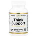California Gold Nutrition, Think Support, с гинкго билоба, тюбетейкой, готу колой, бакопой и ферментами, 60 растительных капсул