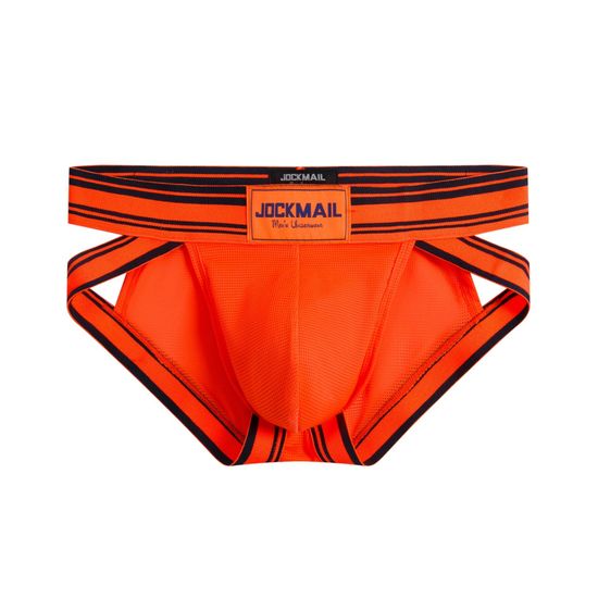 Мужские трусы брифы оранжевые с вырезами по бокам JOCKMAIL JM2024-21