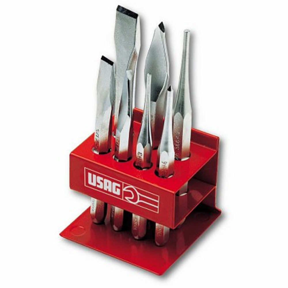 372 S7 Набор зубил в металлической подставке, 7 предметов, USAG (Италия)