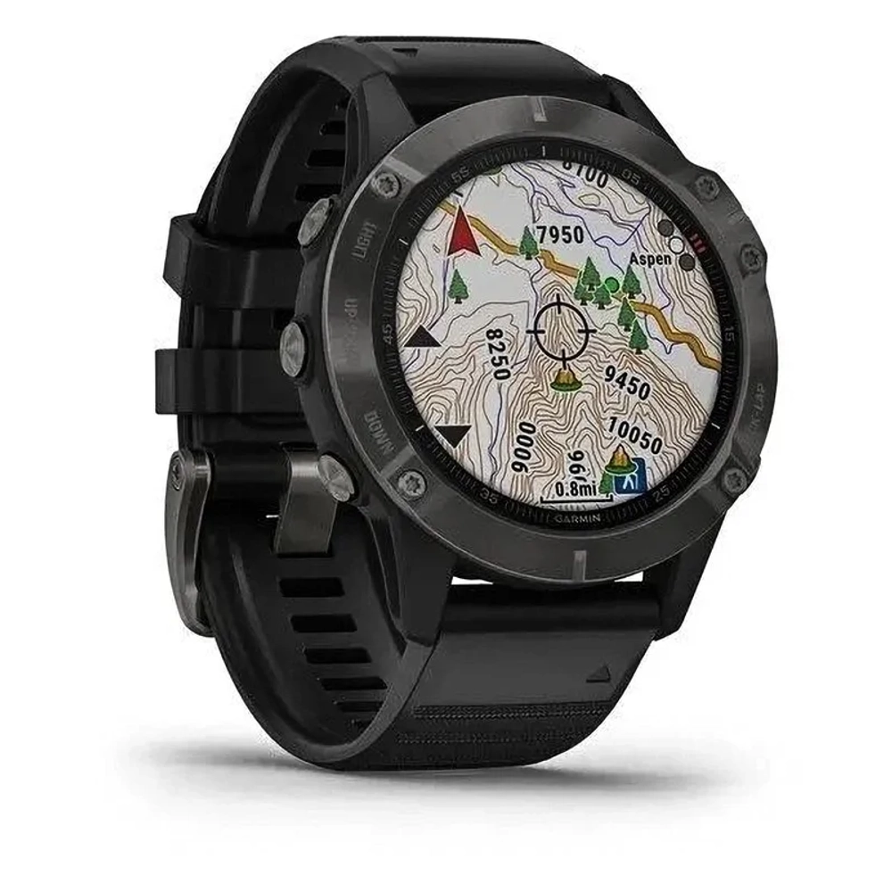 Спортивные наручные часы Garmin Fenix 6 Sapphire черный DLC с плетеным черным нейлоновым ремешком 010-02158-17