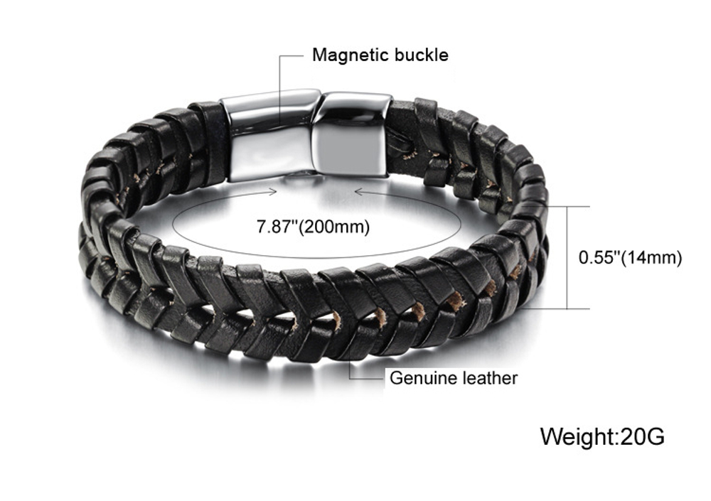 Мужской браслет из кожи Steelman mn047