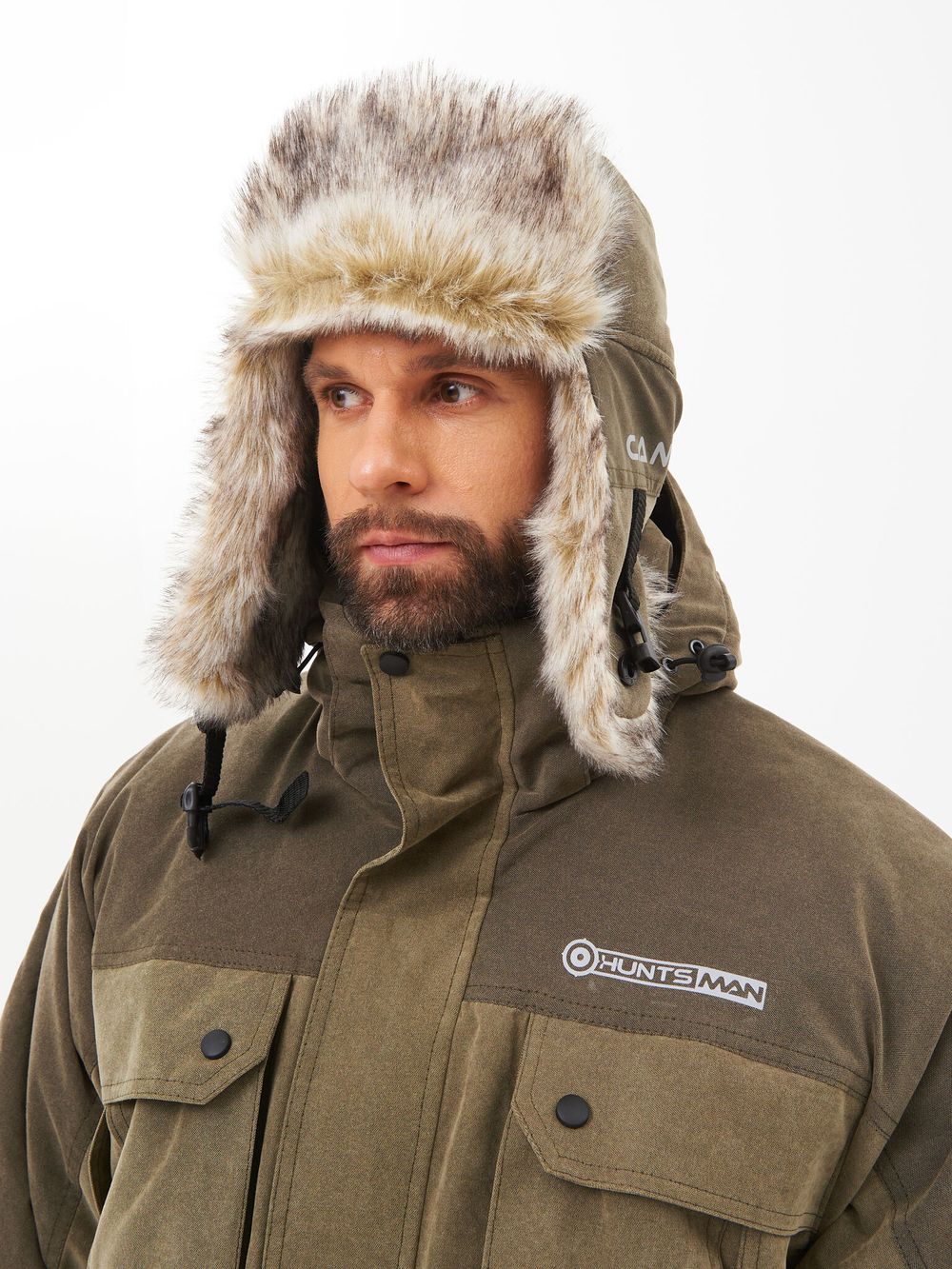 Шапка ушанка зимняя Канада ткань Finlandia цвет Хаки