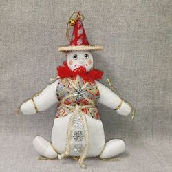 Ёлочная игрушка Снеговик в шляпе