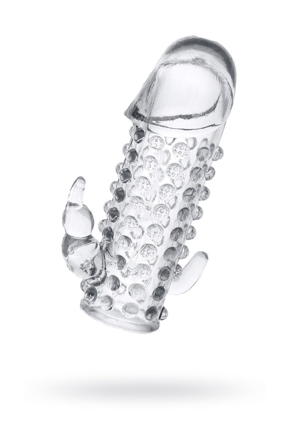 Гелевая прозрачная насадка с 2 отростками - 13 см. (Цвет: прозрачный)