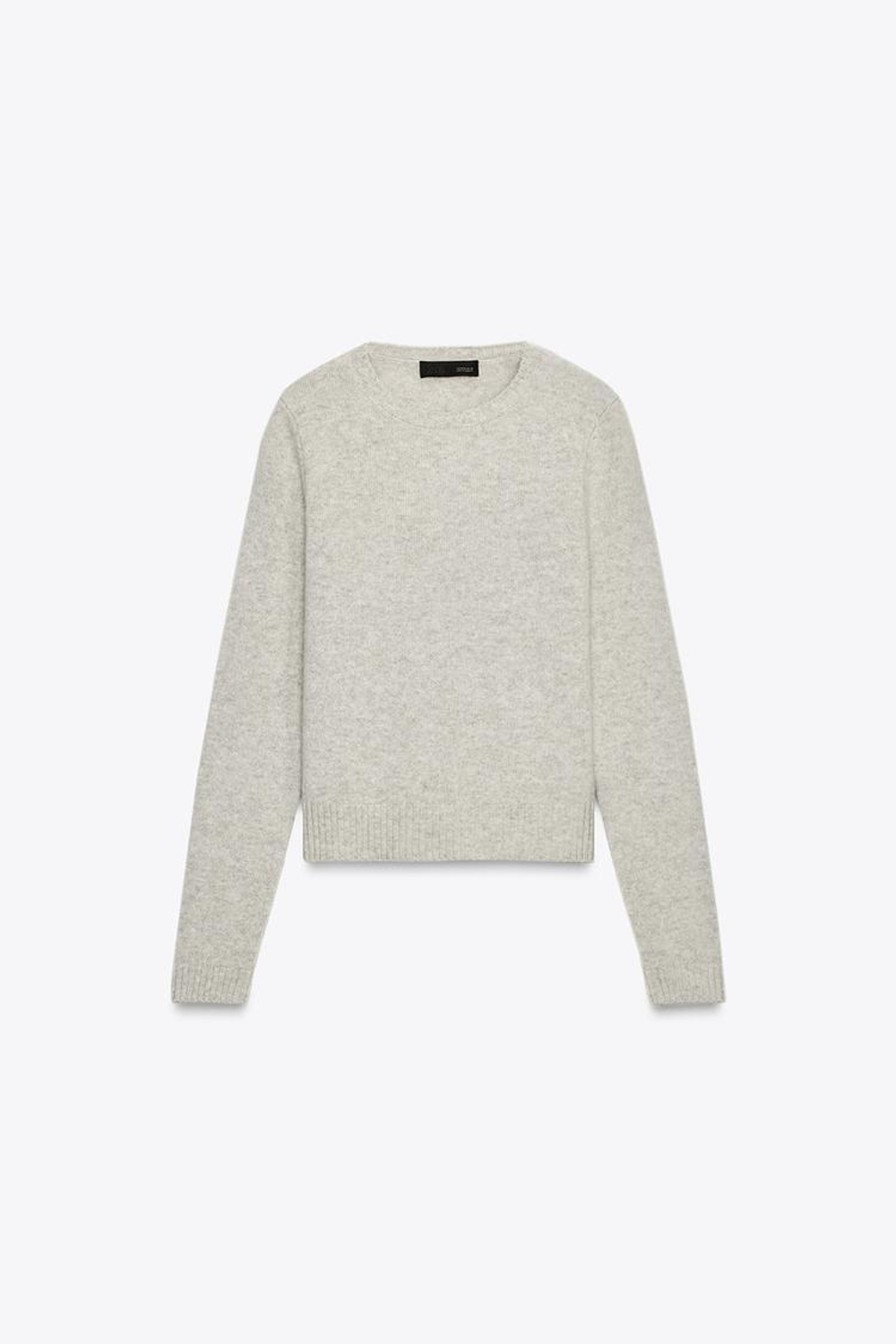 ZARA БАЗОВЫЙ ДЖЕМПЕР ИЗ 100% ШЕРСТИ, ПЕСОЧНЫЙ МЕЛАНЖ