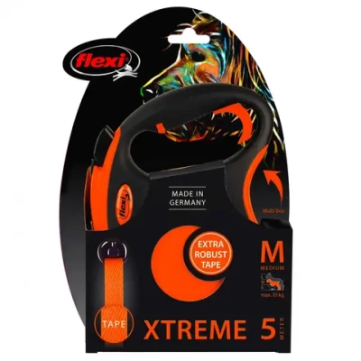 Flexi рулетка xtreme m (до 35 кг) 5 м лента оранжевая