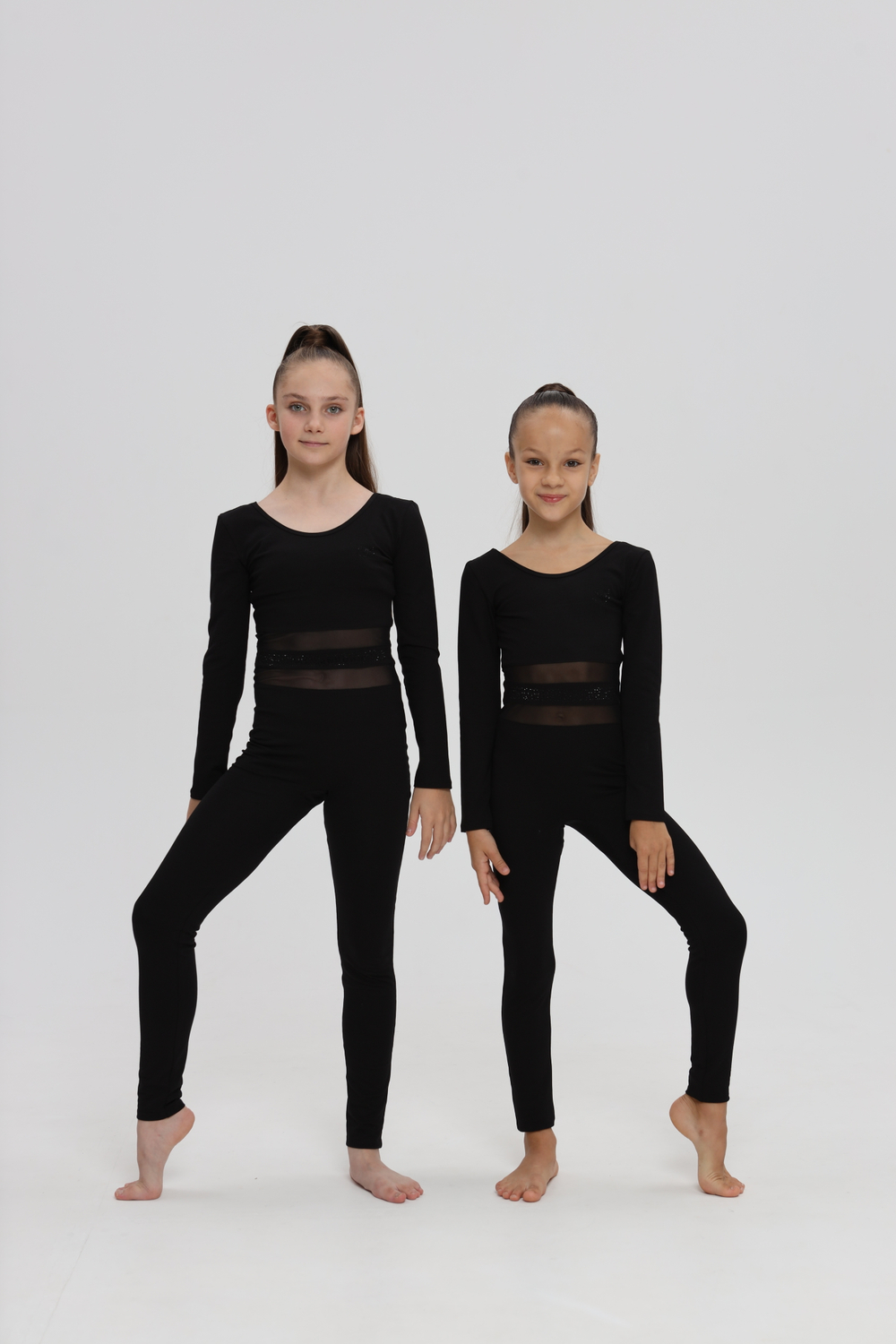 Комбинезон гимнастический стразы, лосины, длинный рукав