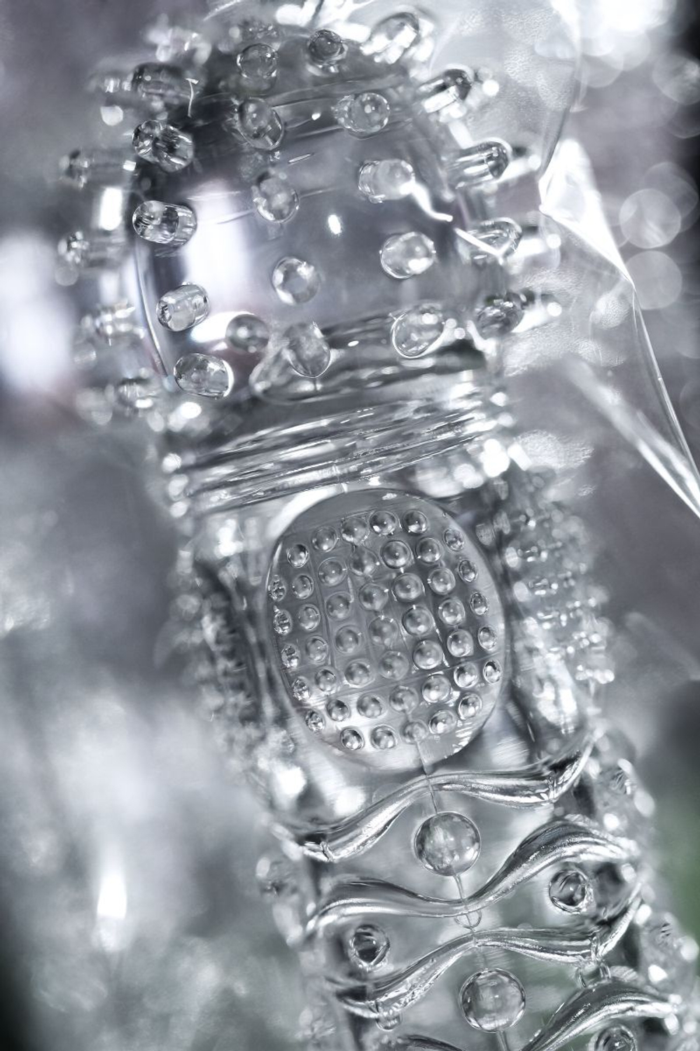 Прозрачная рельефная насадка на палец Hicks - 8,5 см. (Цвет: прозрачный)