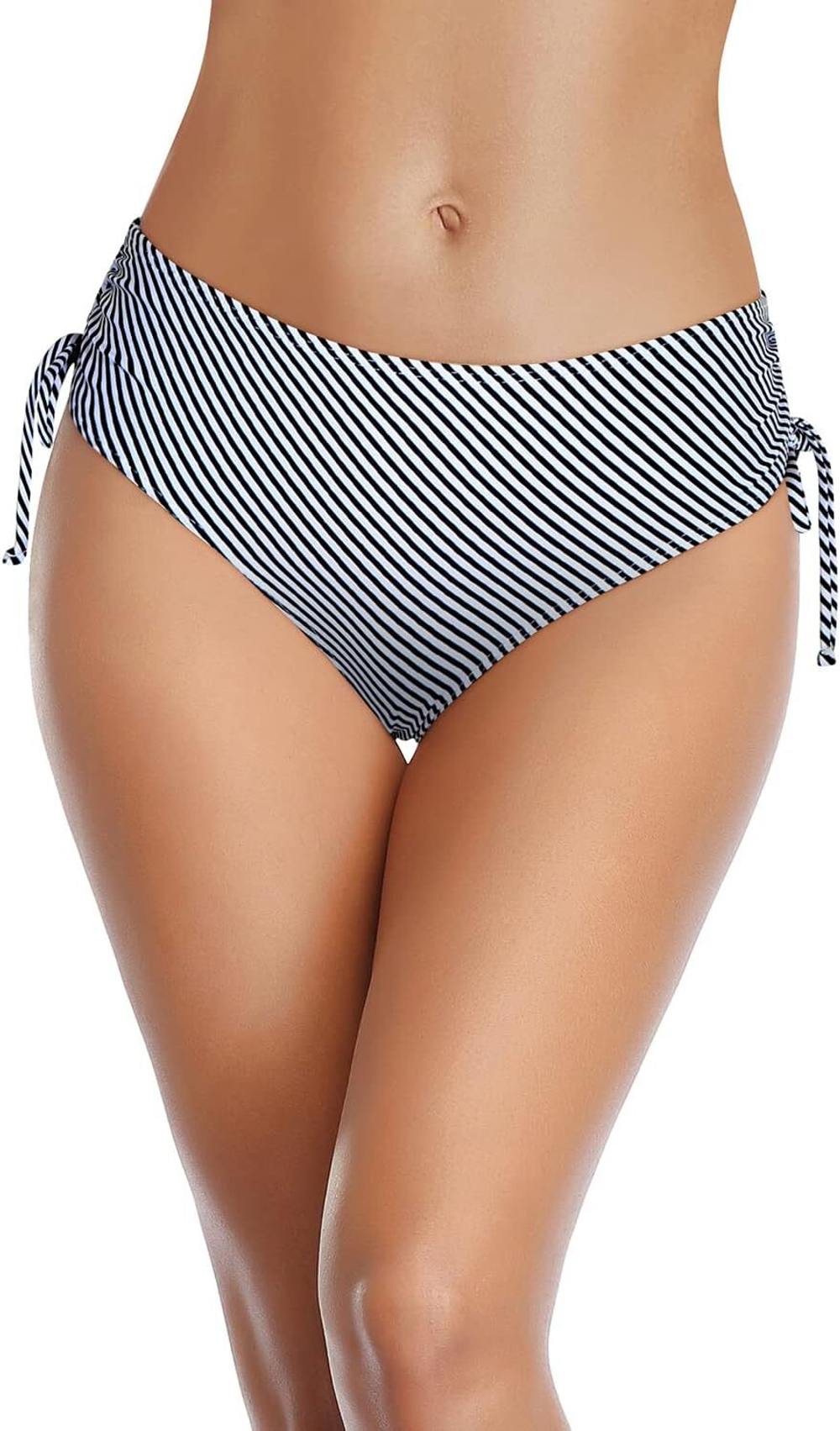 Женские плавки в полоску с утяжками по бокам