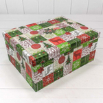 Коробка 34 х 26 х 15.3 см Набор 10 шт "Новогодние узоры" (Зеленый)