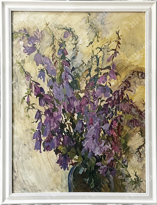 Сухомлинова Е. С. (1931–2017). Натюрморт с наперстянкой. Картон, масло СССР. 1970-е гг.