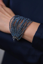 Браслет "Венеция, оттенок Лондон блу, венец.стекло, натур.кожа