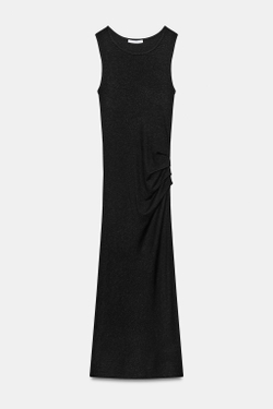 ZARA ПЛАТЬЕ МИДИ СО СБОРКАМИ, ЧЕРНЫЙ
