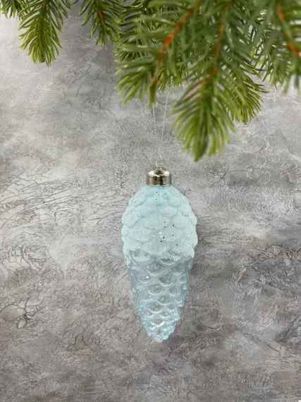 Набор елочных шишек Лесная Прохлада 14х6 см., голубой, стекло, 3 шт., Christmas DeLuxe (13121)