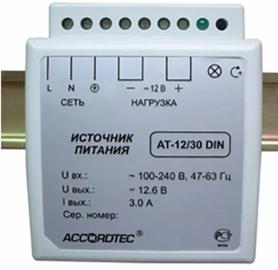 AccordTec AT-12/30 DIN Блок питания 12V, 3A для крепления на DIN-рейку