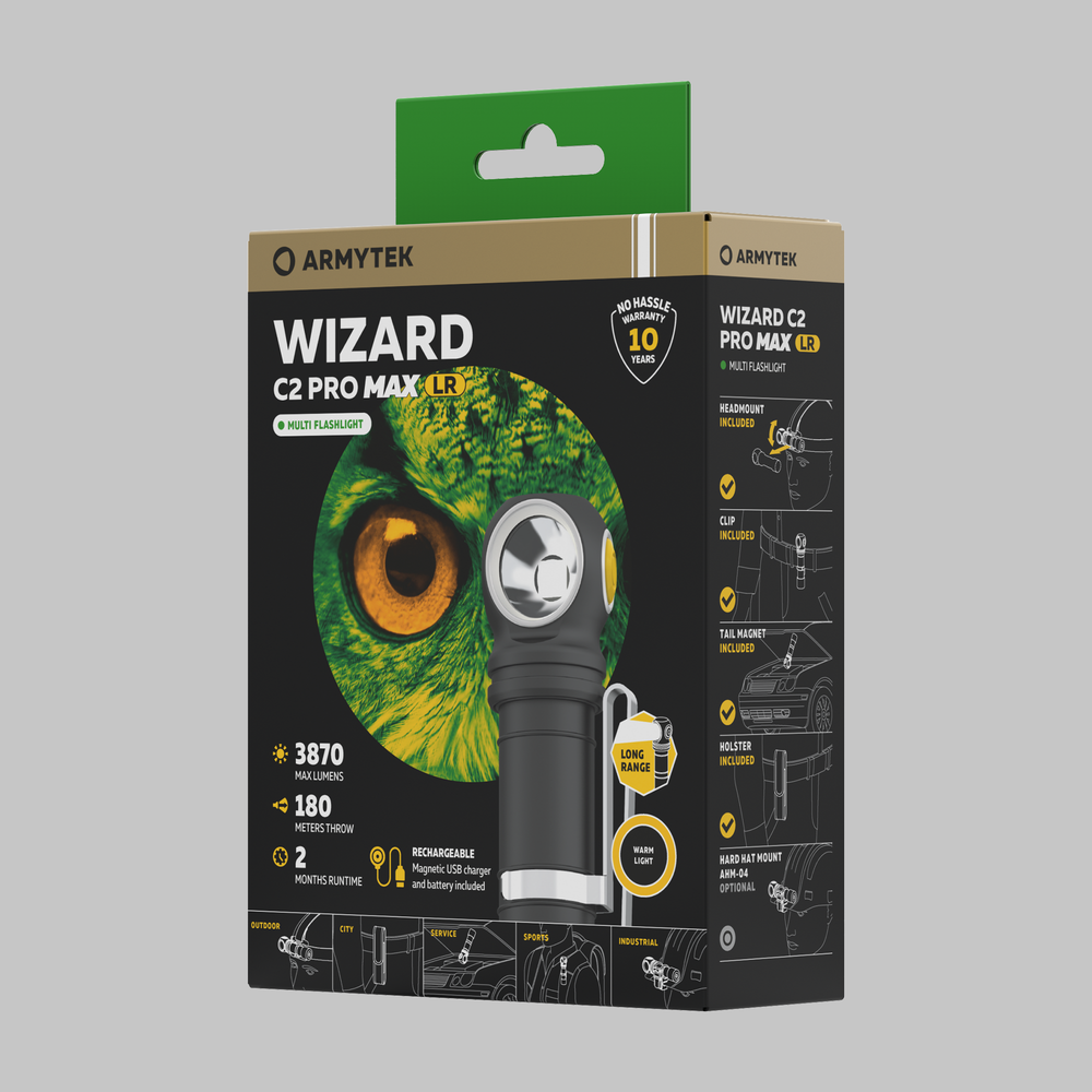 Фонарь Armytek Wizard C2 Pro Max Magnet USB LR Warm (F06702W)