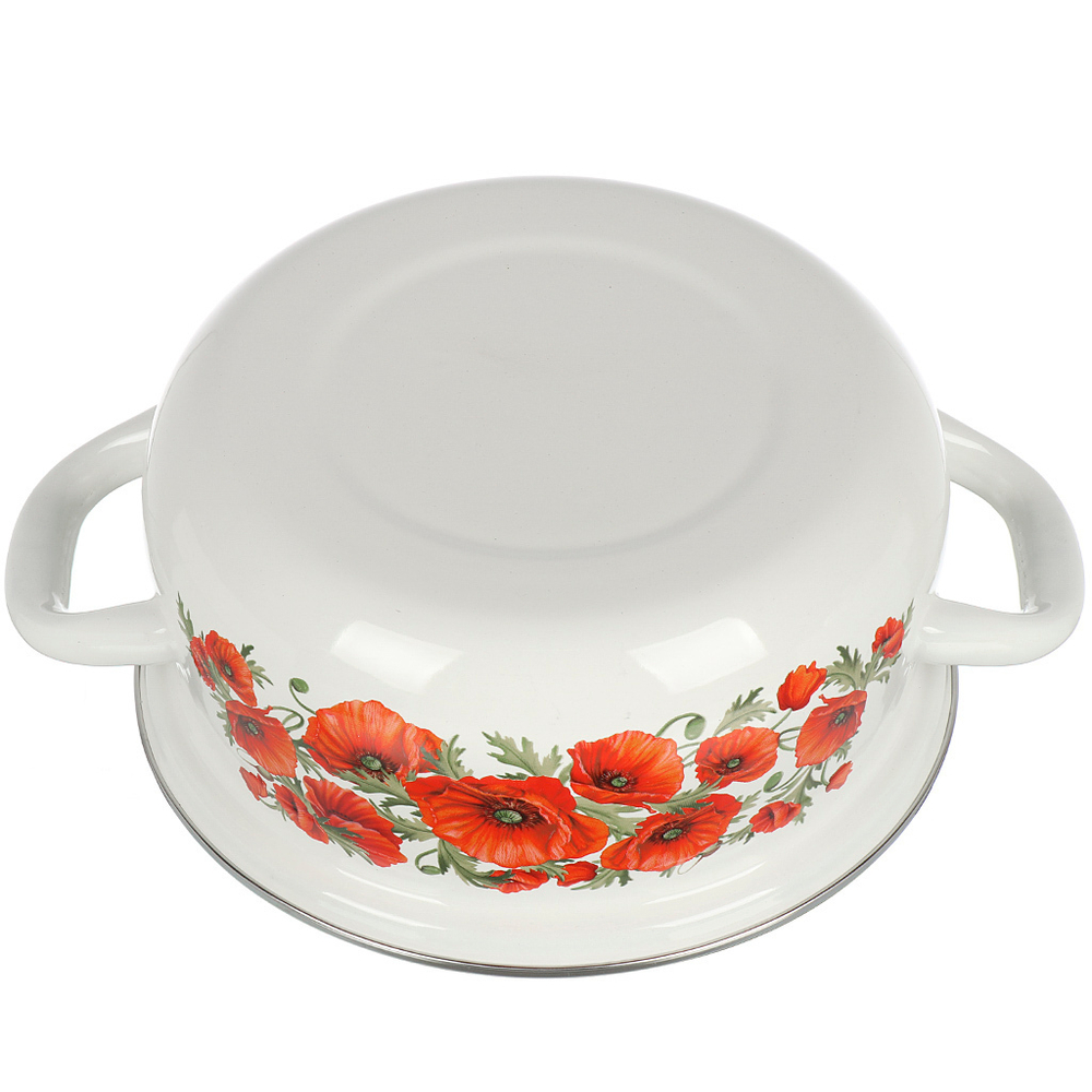 Кастрюля эмал сталь, 2 л, с крыш, крышка сталь, сферич, Daniks, Маковый цвет, 61904-102/6-У