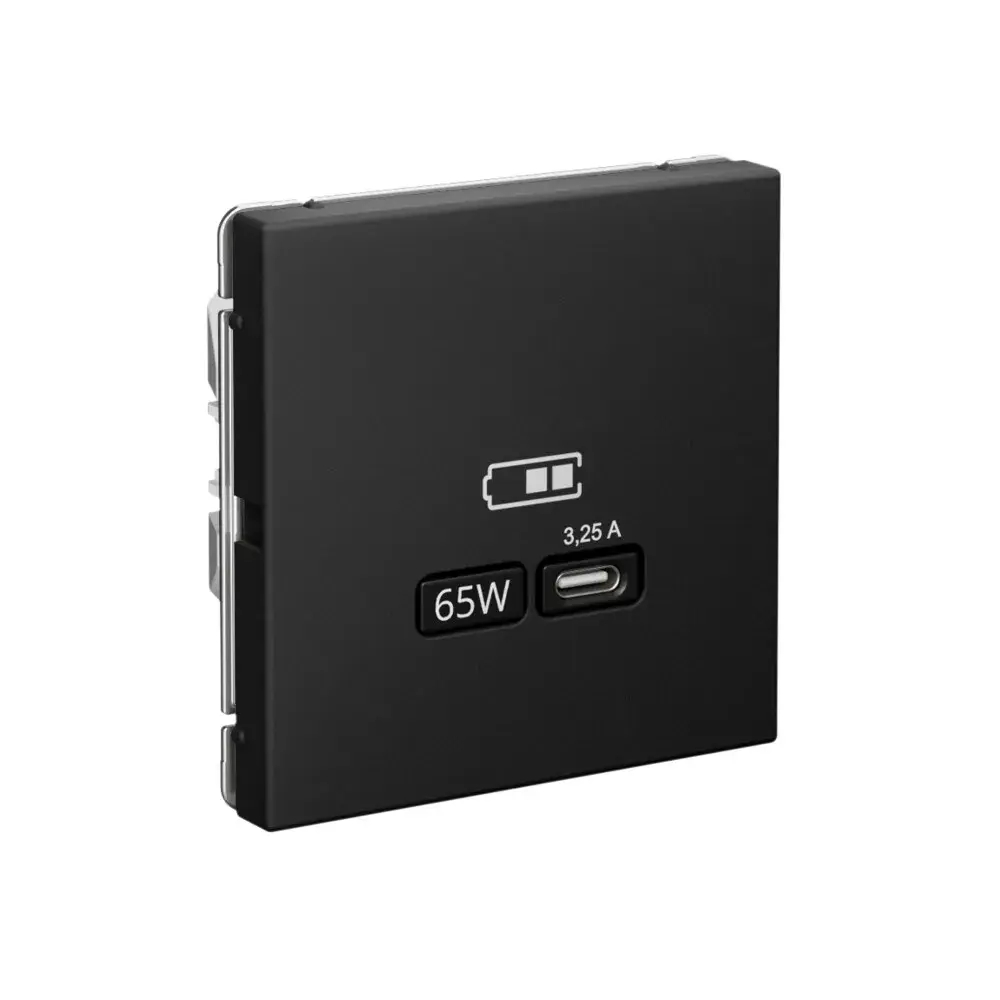 ARTGALLERY USB РОЗЕТКА тип-С 65Вт высокоскор.заряд. QC, PD, механизм, КАРБОН