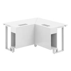 SP.0105.WH.WH.WH / Модуль угловой 1400х1400х750 / столешница:белый, подстолье:белый, металлокаркас:белый, лючок:серый