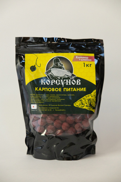 Вареный бойл Кальмар-клюква 20мм "Корсунов"