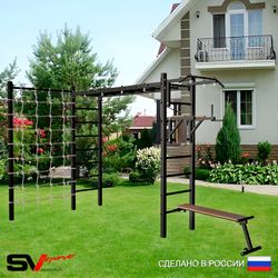 Уличная шведская стенка Sv Sport рукоход с комплектом турник прямой У5094 (Турник/Брусья/Скамья/Сетка)