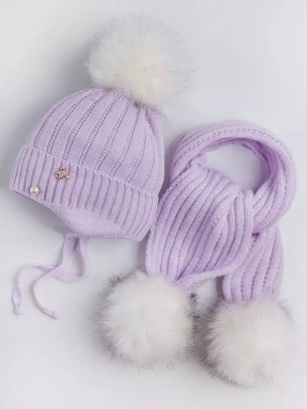 Шапка для девочки зимняя вязаная и шарф