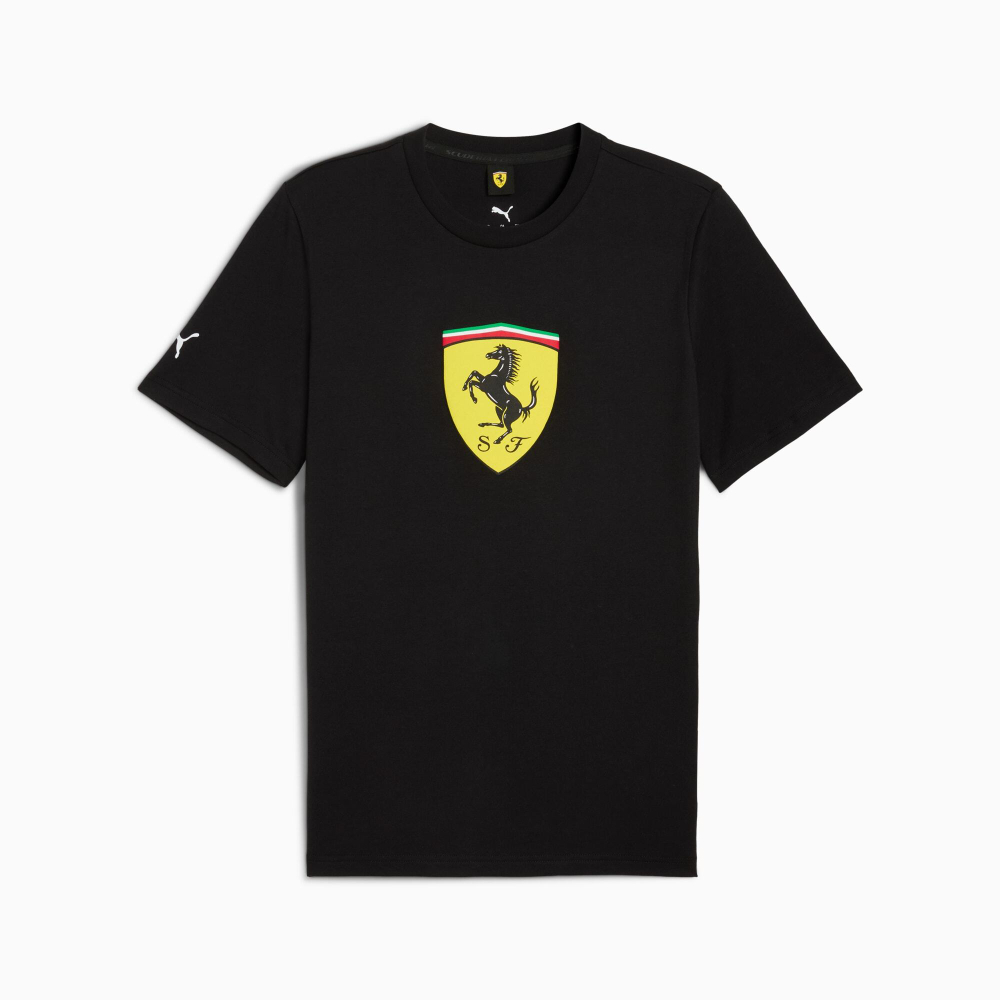 PUMA X SCUDERIA FERRARI МУЖСКАЯ ФУТБОЛКА SPORTSWEAR COLOURED SHIELD, ЧЕРНЫЙ