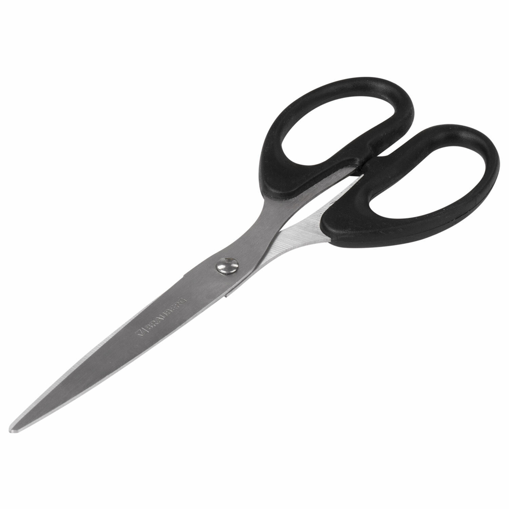 Ножницы BRAUBERG "Classic" 185 мм чёрные классической формы 2-х сторонняя заточка (5 штук в упаковке)