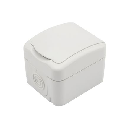 Розетка одноместная, керамика IP54 с/з, о/у, белая мини KRANZ