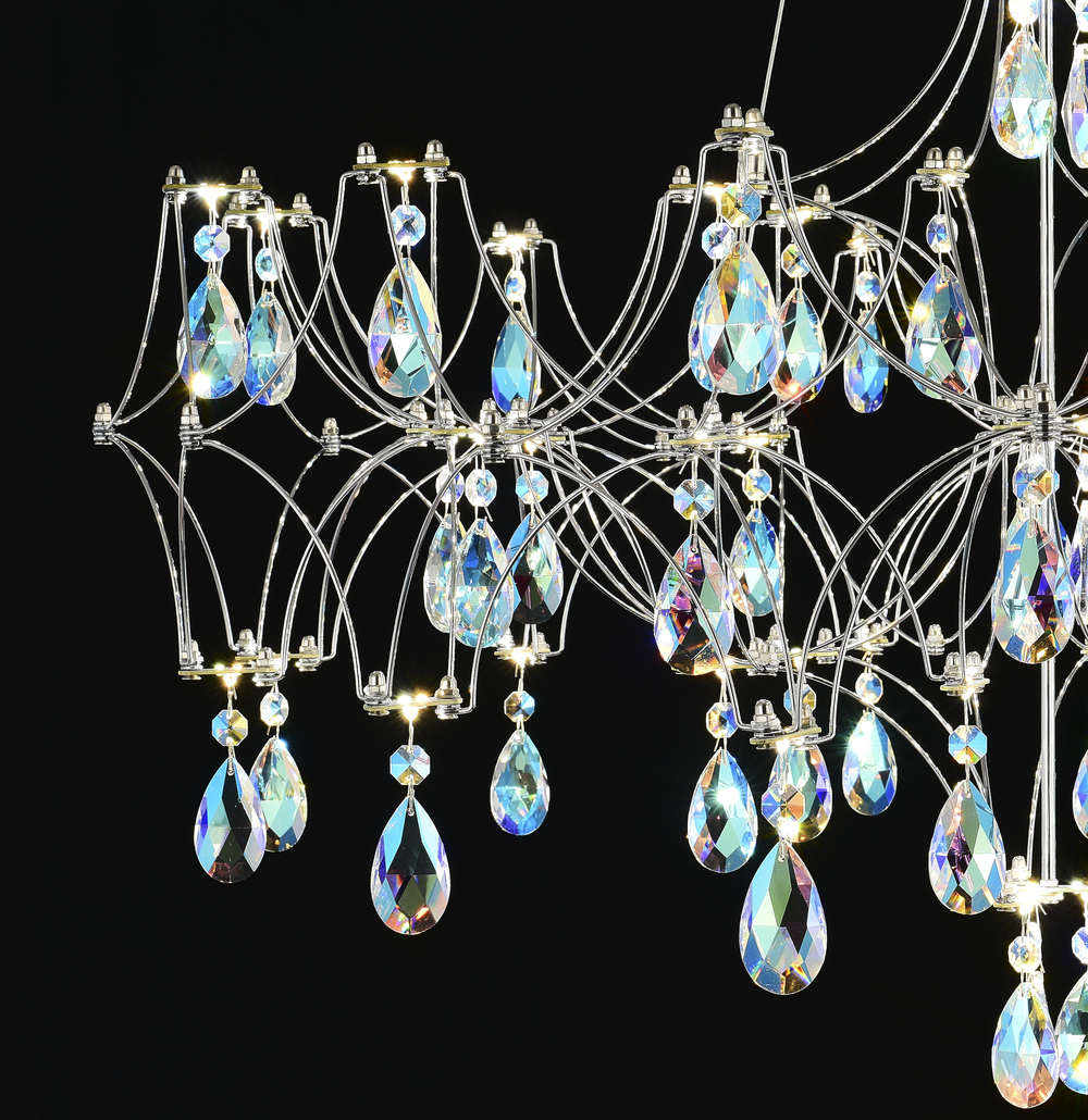 Подвесная люстра светодиодная с пультом и хрустальными подвесками K9 MyFar Ileria MR2651-57P-50СD