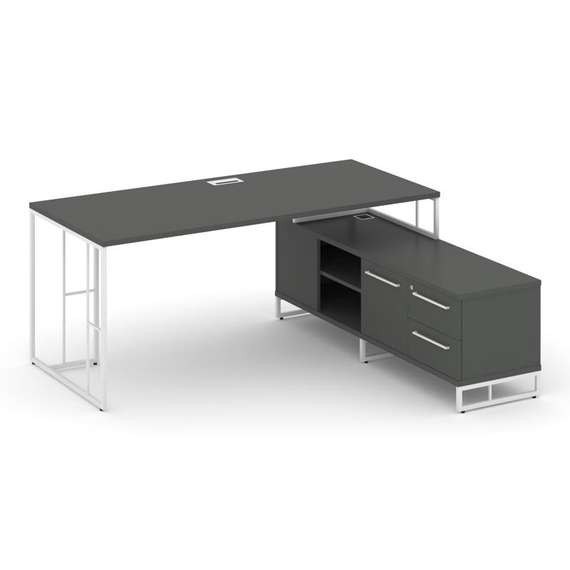 Rift Direct Стол руководителя на опорной тумбой RF.SRT-24 (R) Антрацит NEW/Металл Белый/Белый Ручки