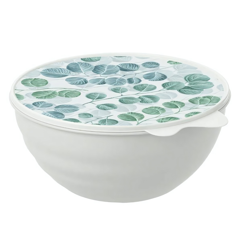 Миска с крышкой с декором wave 3,7л (светло-серый)