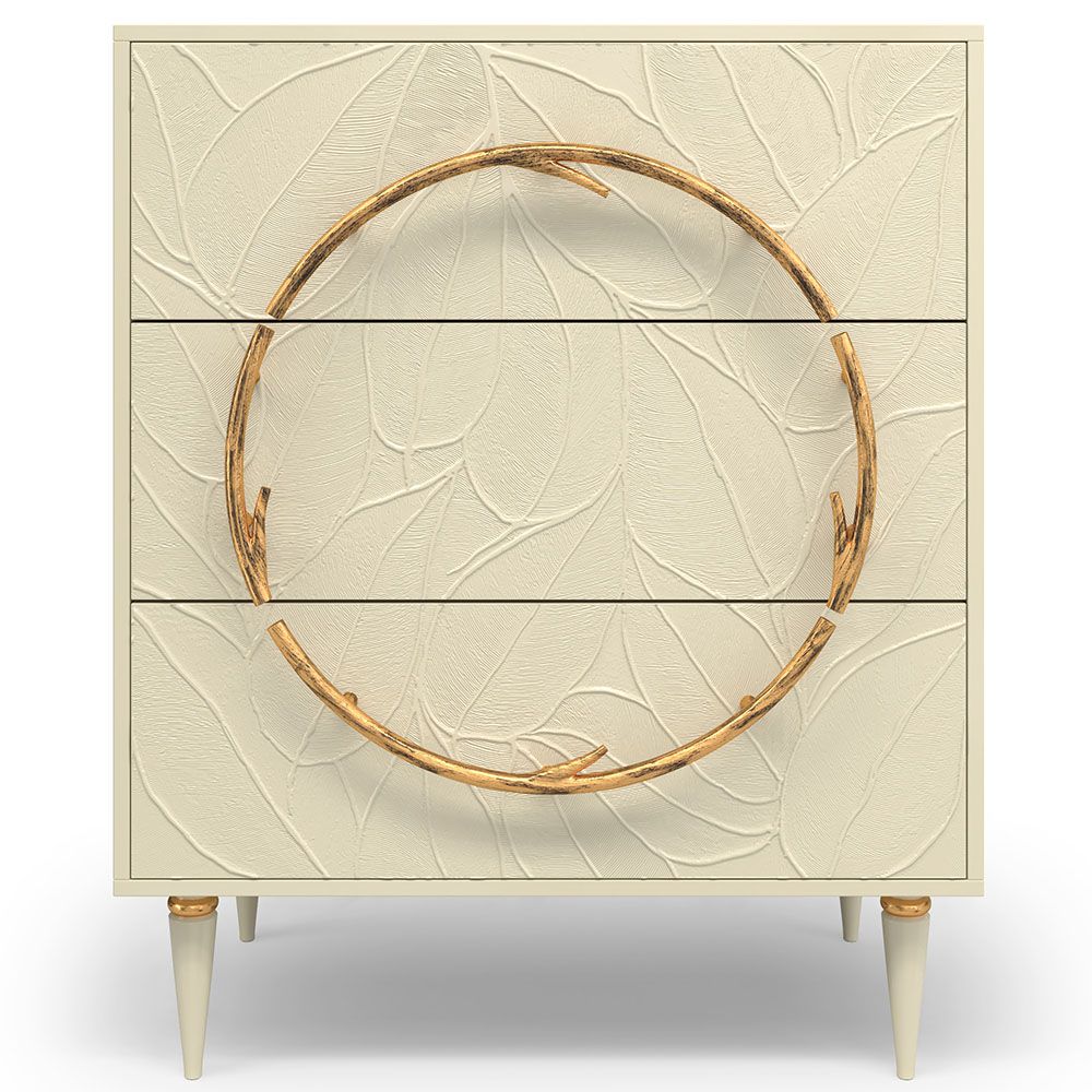 Комод Арт Колор leaves Классик Голд с 3 ящиками Серый шелк