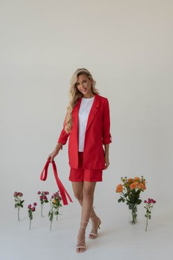 Костюм красный лен