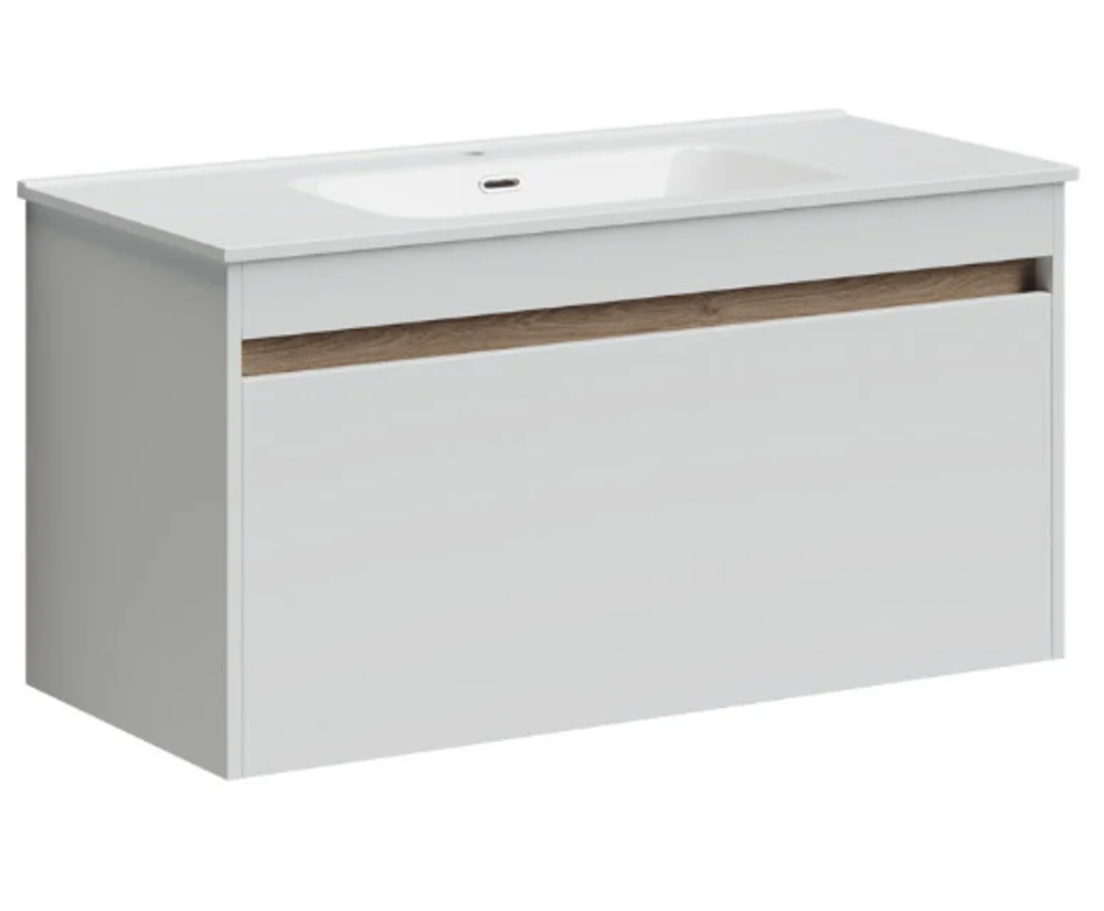 Тумба подвесная SANCOS Smart 990х450х500, c двумя ящиками оснащенными доводчиками, белый глянец , арт. SM100W