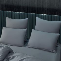 Комплект постельного белья на резинке Однотонный Сатин на резинке «Холодный шик»